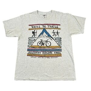 Vintage Rails to Trails Allegheny Late 90's T Shirt‎ Gray Size Large Hiking